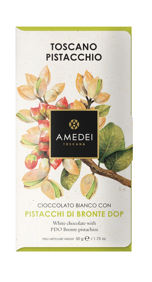 Amedei Pistacchi, White Chocolate With Pistachio, 50G
